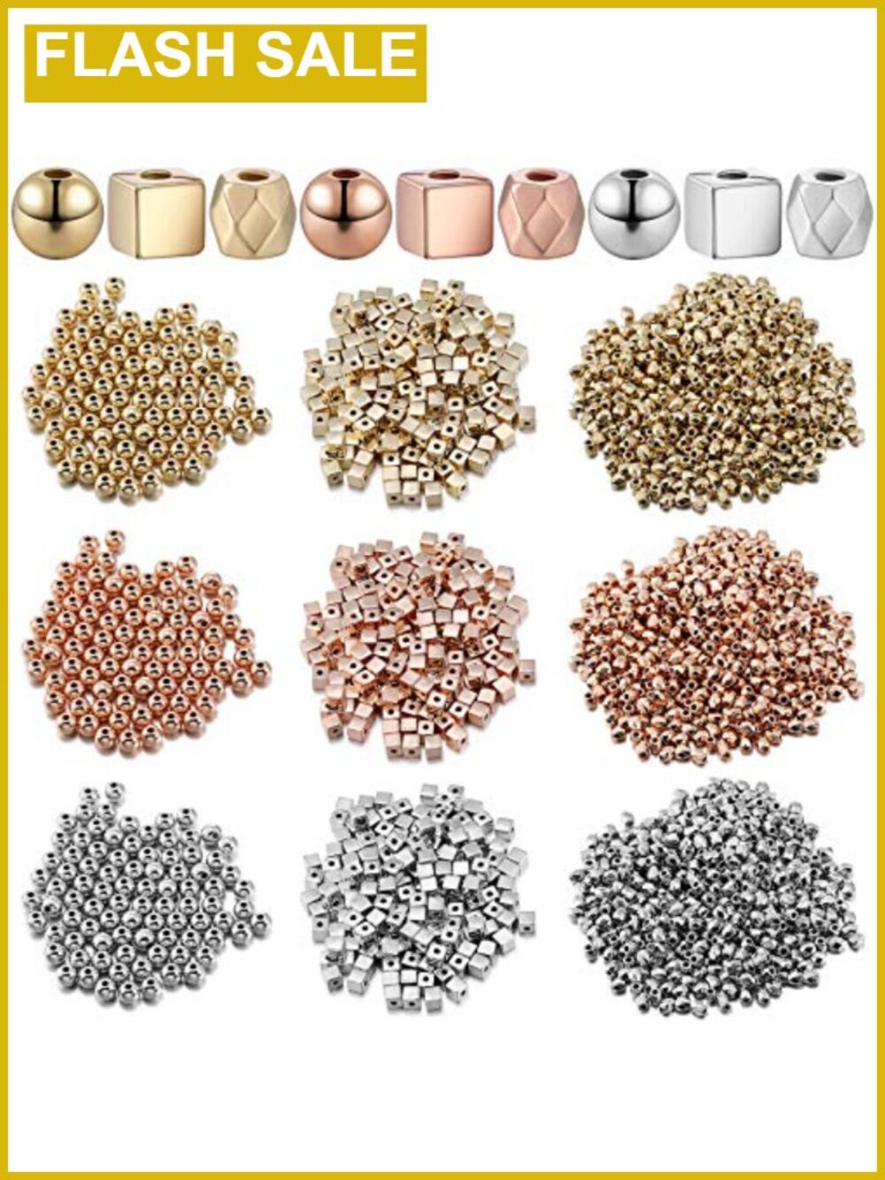 3000 Pcs Spacer Beads Jewelry Making Supplies 4mm Round Square Faceted CCB